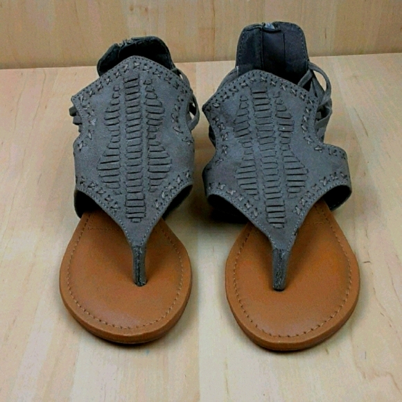 Altar'd State Leather Zip Back Sandals - Picture 1 of 8